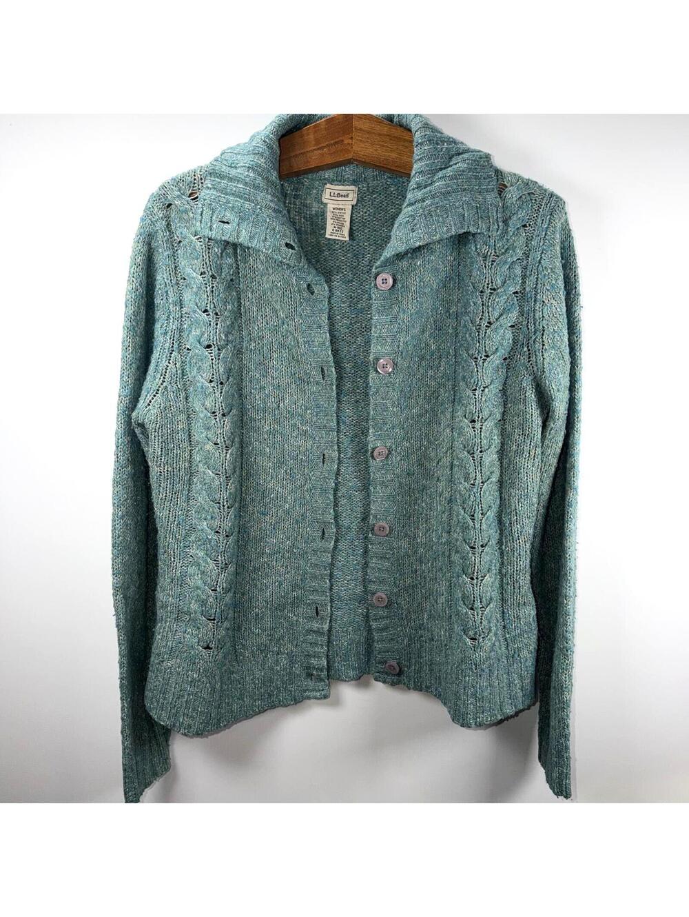 L.L. Bean Wool Blend Cable Knit Cardigan - Medium - Picture 4 of 7